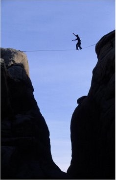 tightrope over chasm